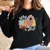 Women's Autumn/Winter Floral MAMA Print Hoodie with Back Collar and Round Neck