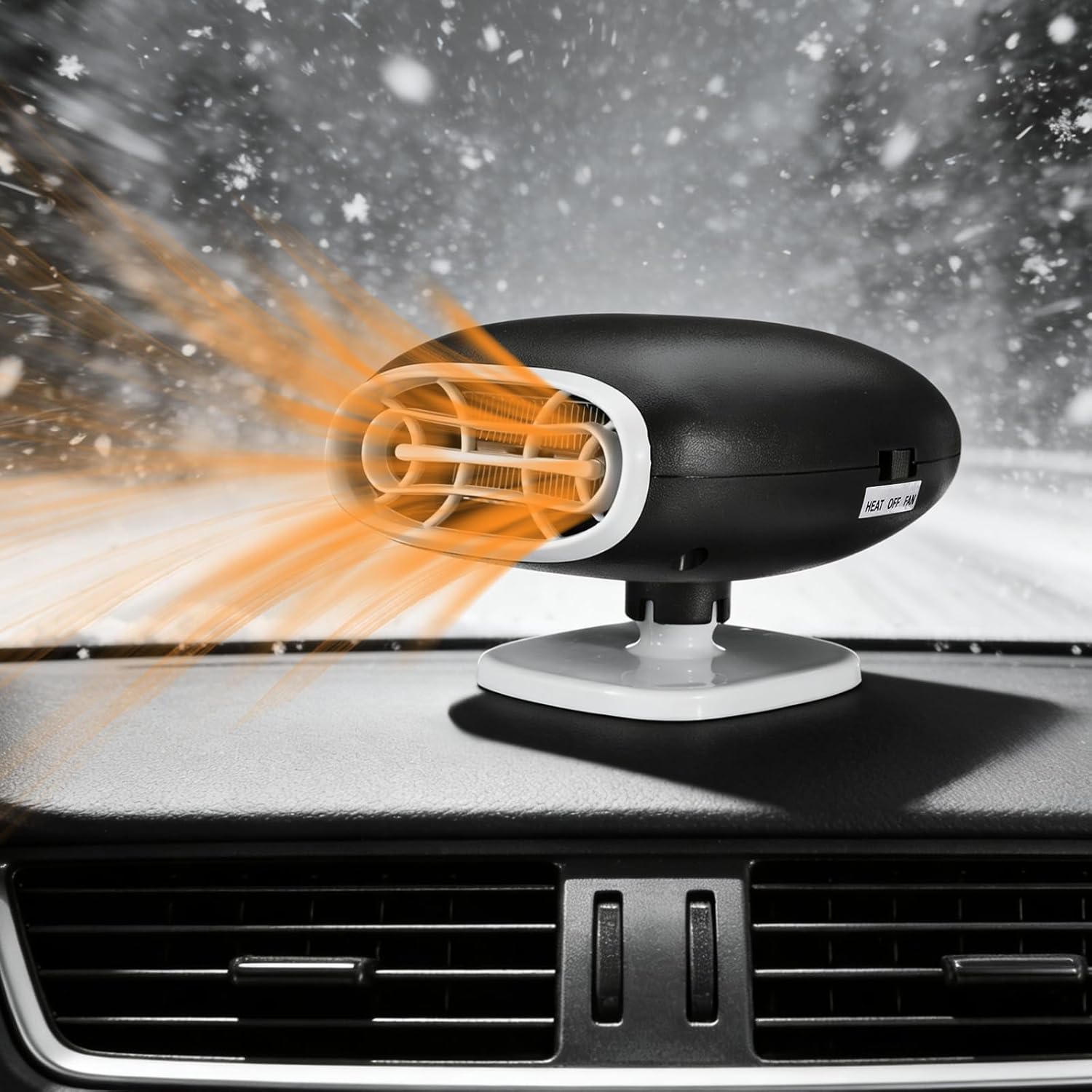 Car Heater,12V/150W 360° Rotatable Fast Heating Quickly Defrost Defogger 2 in1 Automobile Windshield Heating Fan/Cooling Fan