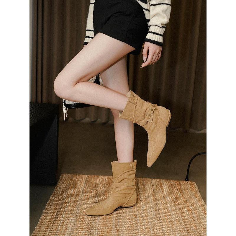 Versatile thick heels, fashion temperament, slimming western knight boots, short retro women's niche, autumn boots