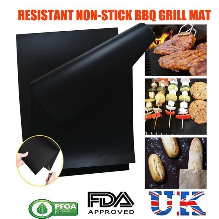 Barbecue Grill Mesh Mat Feuille Réutilisable Résistant Antiadhésif Barbecue Cuire Viande Noir