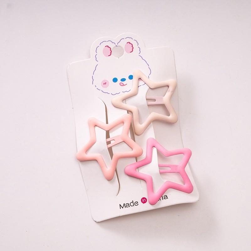

3pcs/set Frosted Star BB Hair Clips Metal Candy Color Hair Accessories Mini Hairpins Women Girl Side Clip Pentagram Hairpin