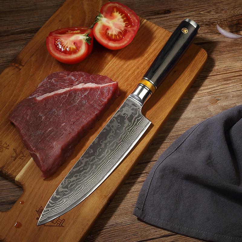Chef Knife Wood Handle 67 Layers Damascus Steel Blade Cleaver Meat Slicing Vegetables 10Cr15MoV Kitchen Knives Cooking Tools