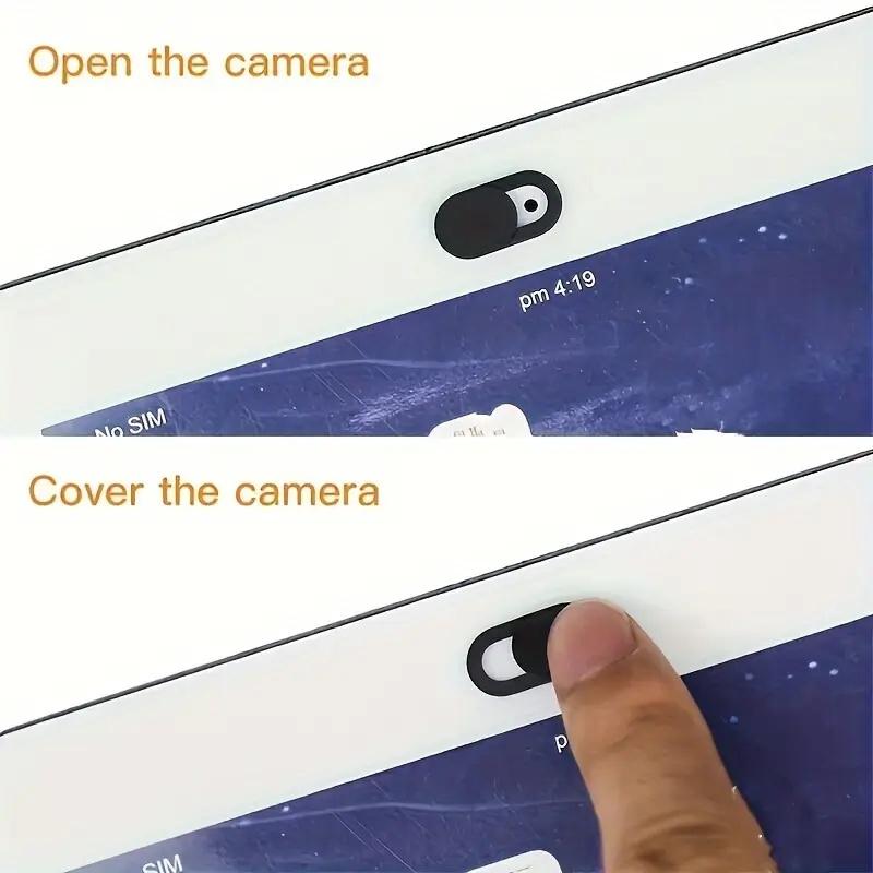 5-Pack ABS Webcam Cover with One-Touch Button - Sleek Black Privacy Slider for Laptop, Phone & Camera Lenses