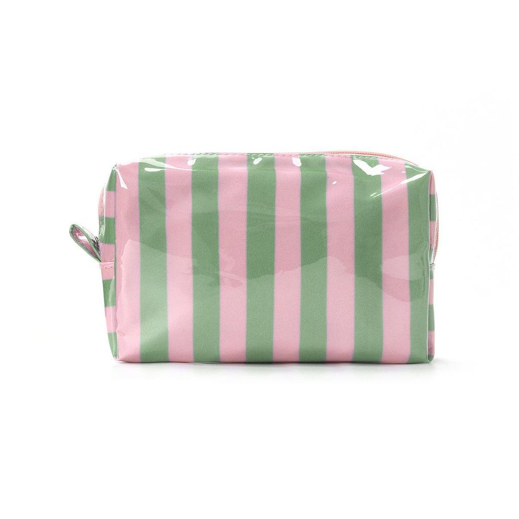 Waterproof PVC Striped Cosmetic Bag with Zipper for Travel