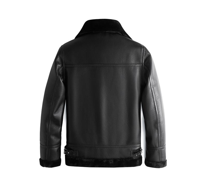 Herren 2024 Lammfelllederjacke: Herbst-/Winter-Stil mit Plus-Samt und Verdickungsmerkmalen.