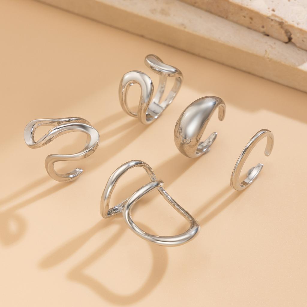 Wind Liquid Metal Folded Open Ring Female Design Sense Irregular Lava Ring Rings