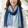 Soft Texture Cotton Scarf Simple Long Shawl Color Matching Short Tassel Scarf  Daily Wearing