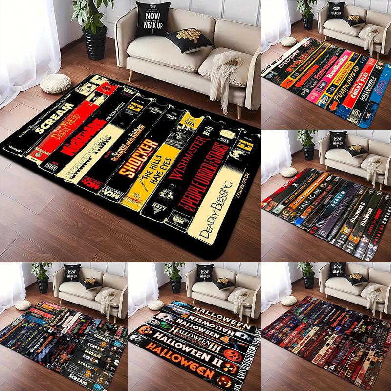 Scary Movie Mat for Man Cave, Cult Classic Horror Design Carpet, Non-Slip Rug for Fans iving Room Bedroom Home Theater