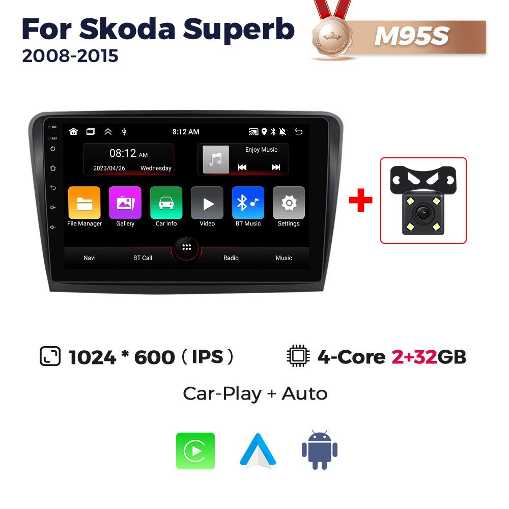 Navifly Android Auto Wireless Carplay For Skoda Superb 2 B6 2008 2009 2010 2011 2012 2013 2014 2015 Multimedia Car Radio Player