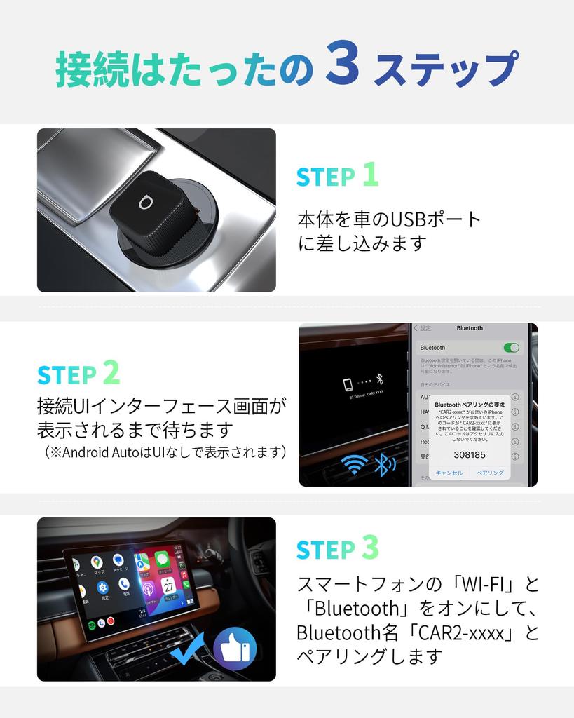 Official Ottocast MINI Slim Wireless USB Car Adapter for CarPlay and Android Auto Compatible with 2025 Mini and Mini Compatible with Vehicles Equipped