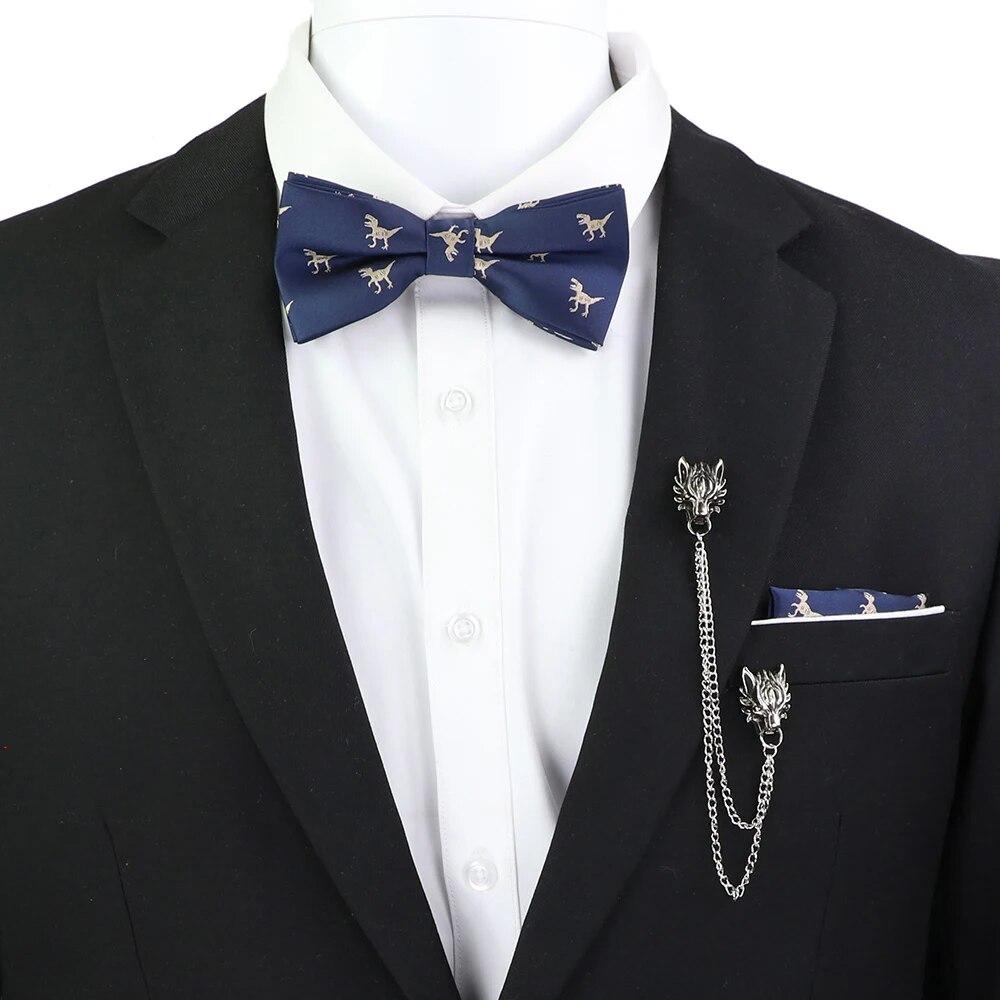 Набір краваток-метеликів, візерунок із зображенням черепа-дракона, чоловіки, платок із метеликами, брошка з китицями, весілля, вечірка на Хелловін,