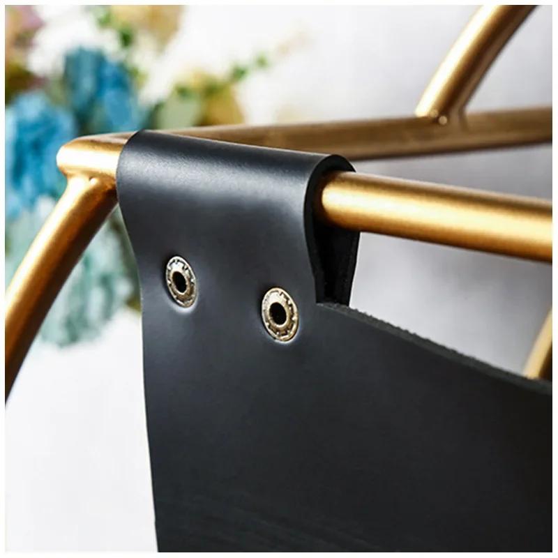 Organizzatore di Riviste in Ferro e Pelle Leggero Stile Nordico Borsa Minimalista da Soggiorno per Decorazione Casa e Ufficio