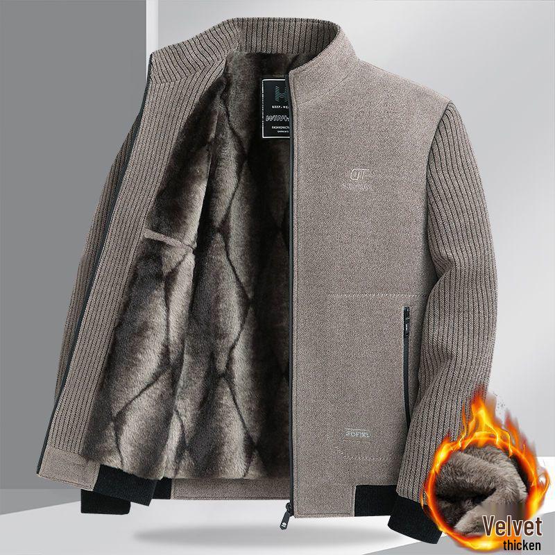2025 Plus Velvet Corduroy Jacket for Middle-Aged Dads - Thick Winter Woolen Men's Casual Coat