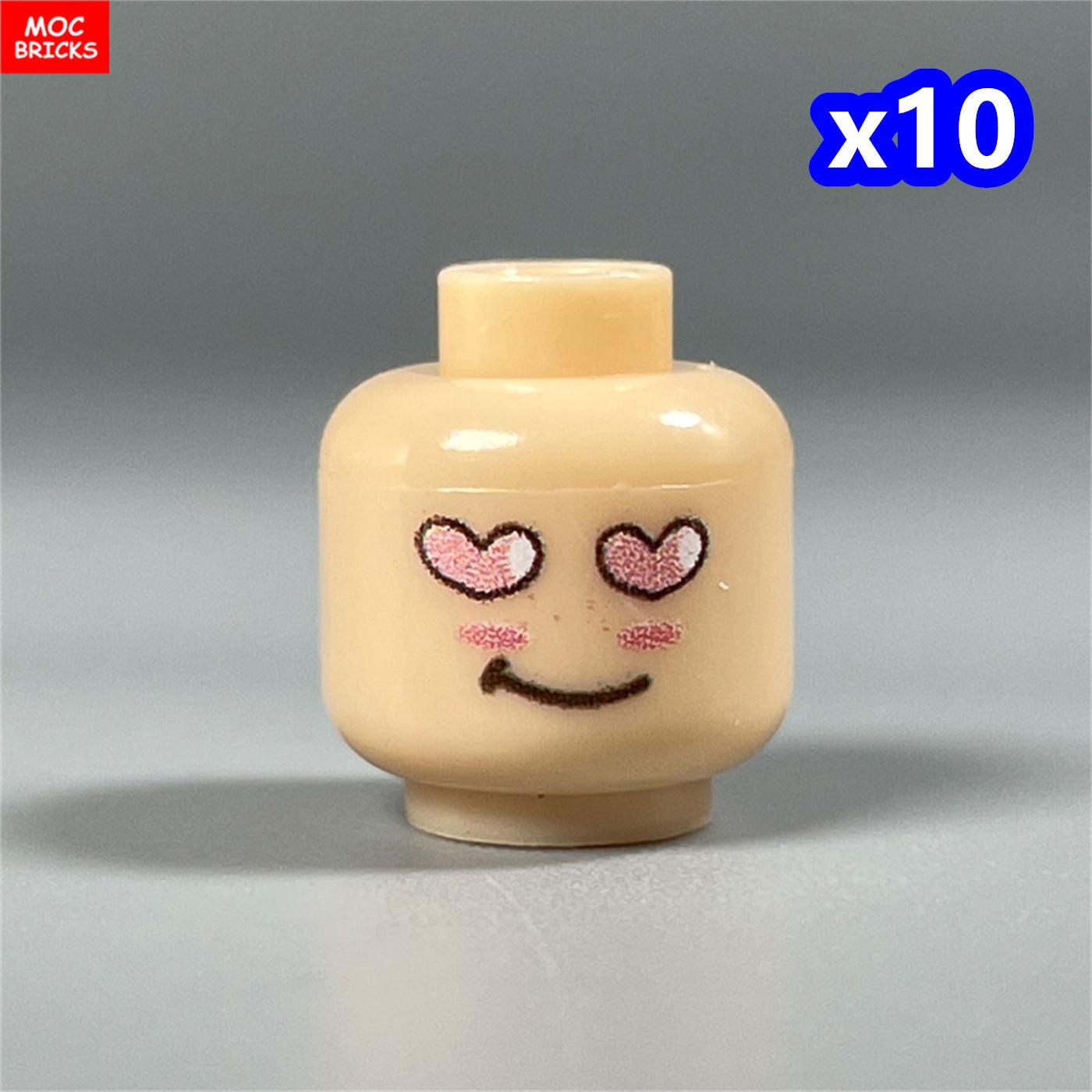 

10pcs MOC Bricks 4cm Figure Face Hairs Anime Expression Head DO-IT-YOURSELF Learning-Focused Building Blocks Playthings For Children Presents