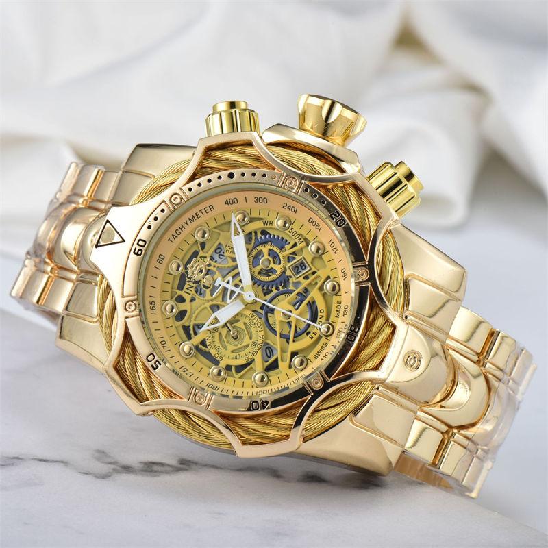 Men's Watch Large Dial Steel Belt Sports Quartz Watch Fashion Outdoor Wristwatch GZW