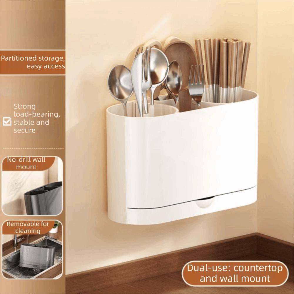 Detachable Hanging Chopsticks Cage with Water Tray Kitchen Utensil Holder Chopstick Drain Box