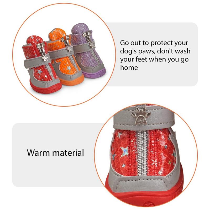Warm Winter Pet Dog Boots Cozy Plush Lining Skidproof Soft Snow Play Anti-Slip Sole Paw Protectors for Small Medium Puppy Shoes