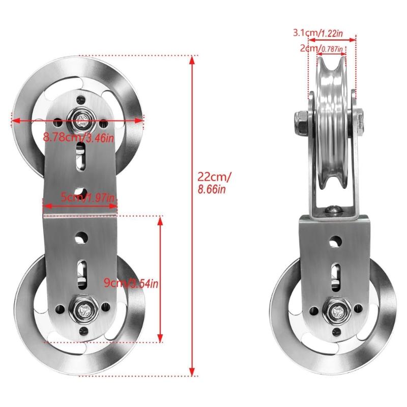 Directional Two-Roller Cable Pulley with Aluminum Body and Bearing Guide for Lat Pulldown, Triceps Pressdown, and Rowing Workouts Gear