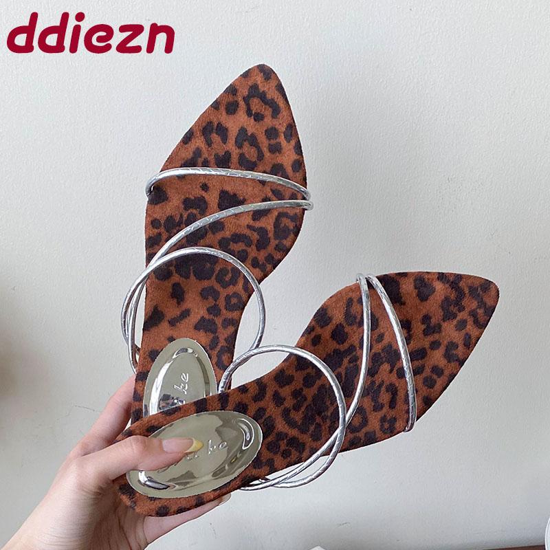 Fashion Summer Fashion Pointed Toe Women Heeled Slippers Shoes Shallow Ladies Low Heel Slippers Sandals Shoes Female Slides