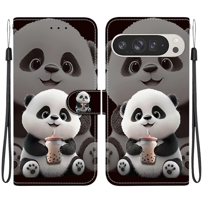 Etui Zwierzęce Lew Panda Skórzane Etui na Telefon Dla Google Pixel 10 9 Pro XL 8 7 6 5 9A 8A 7A 6A 5A 4A 5G Portfel Klapka Magnetyczne Etui