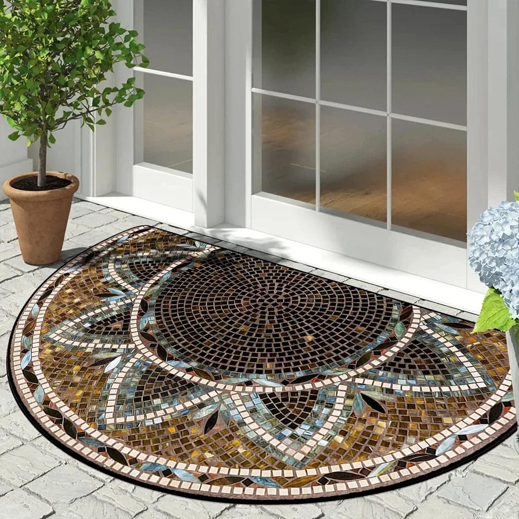 Entrance Carpet Home Door Entry Mat Outdoor Garden Decorative Carpets Luxury Welcome DoorMats Semi-circular Rug Tapete De Entra