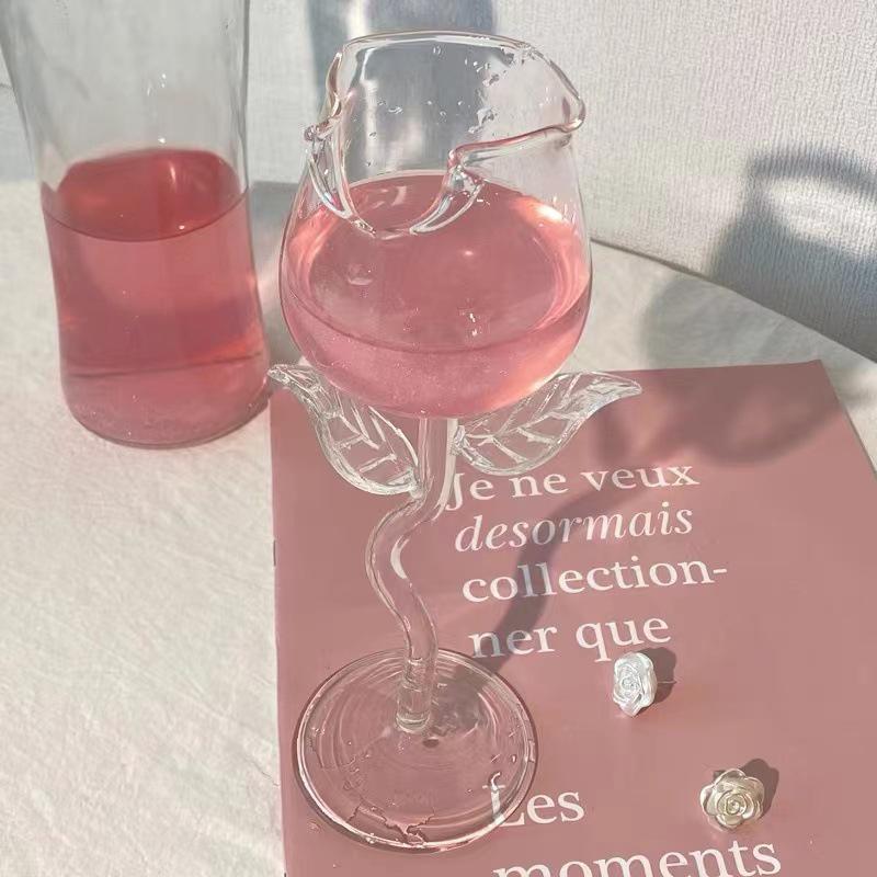 Bicchieri da Vino Rosso a Forma di Rosa Bicchieri da Vino a Forma di Rosa con Petali di Rosa Colorati 150/400ml Calice da Vino Rosso a Forma di Rosa Coppa da Cocktail