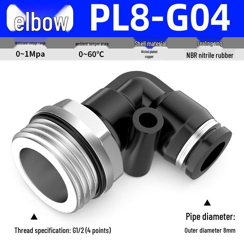 Zhuo Ji Pneumatic Male Thread Straight G Thread Quick Connect Fitting PC8-G02 Air Hose Connector PL6/10-G01