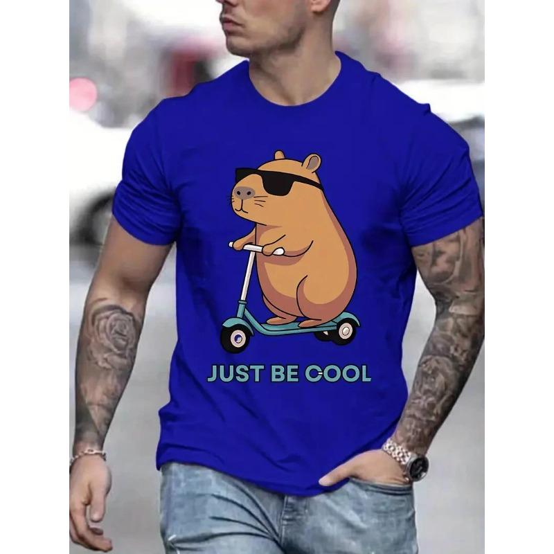 

Летний топ с круглым вырезом и 3D-принтом с капибарой, модная повседневная мужская футболка с коротким рукавом XS