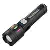 Telescopic Zoom Flashlight with COB Warning Light
