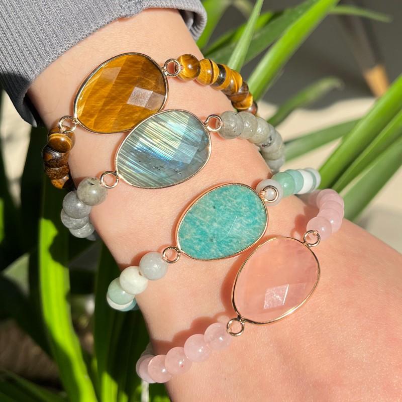 Handmade Natural Stone Bracelet Women Adjustable Crystal Beaded Wristband Fresh Sweet Style Jewelry