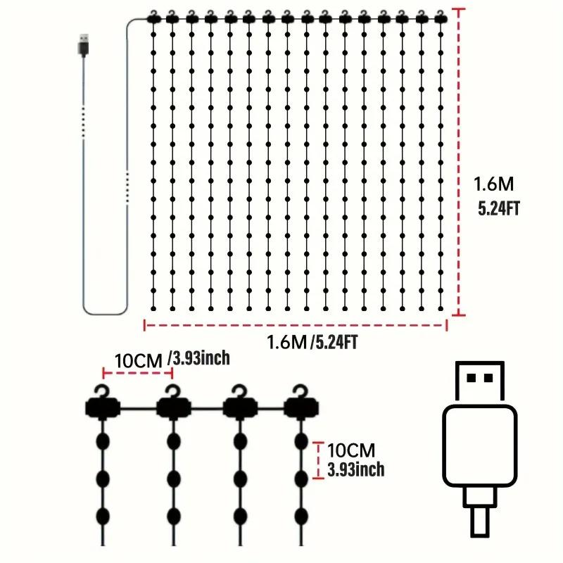 Smart LED Curtain Lights 9.8Ft X 9.8Ft 400LEDs USB Powered DIY Art Indoor String Lights with App and Remote Control Christmas