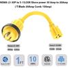 1FT 30-Amp to 15-Amp Marine-Shore Power-Adapter NEMA L5-30P to 5-15/20R,10AWG 30Amp to 20Amp T Blade Marine Adapter Plug,Twist Lock 125V 30A to 20A/