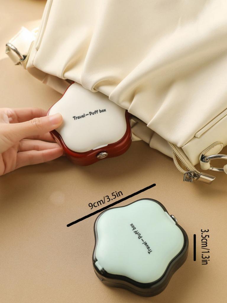 Portable Travel Powder Puff Storage Box Student Breathable Powder Puff with Mirror Dust-proof Makeup Box Small and Exquisite New