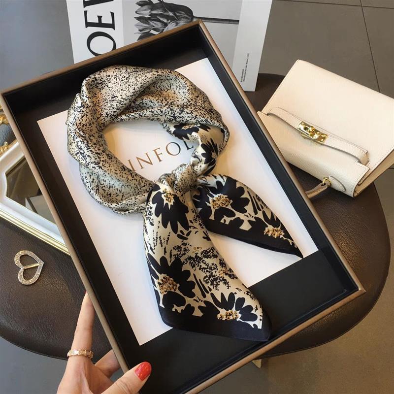 High-end Silk Scarf Lady 70*70cm Silk Square Scarf Women Soft Satin Hairband Neckerchief Tie Female Headband Foulard Bag Ribbon