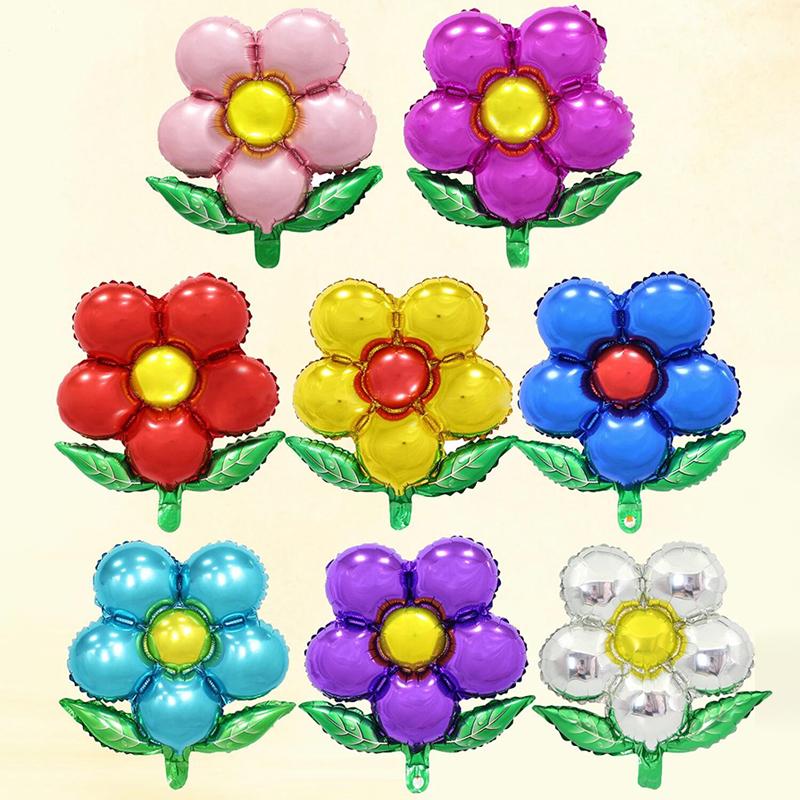 3pcs Flower Balloons Pink Rose Red Purple Flower Balloon Children's Birthday Party Wedding Decorations Air Balloon