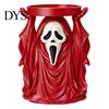 Creepy Figurine Ornament Halloween Grim Reaper Candle Holder, Spooky Screaming Ghost Candlestick Tealight Themed Night Light Stand Table Centerpiece