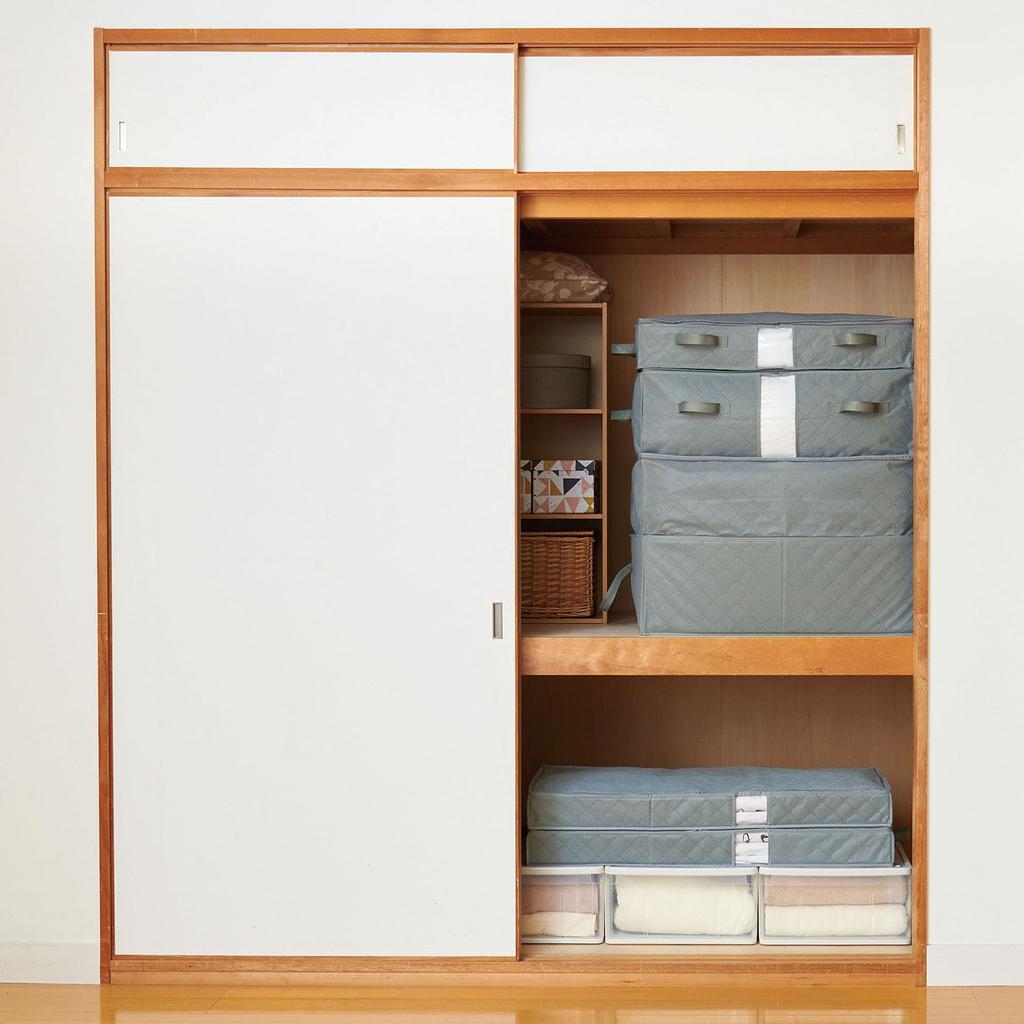 Cogit Stapelbare zweistöckige Aufbewahrungsbox für Kimonos und japanisches Zubehör, mit Bambuskohle und einem Sichtfenster