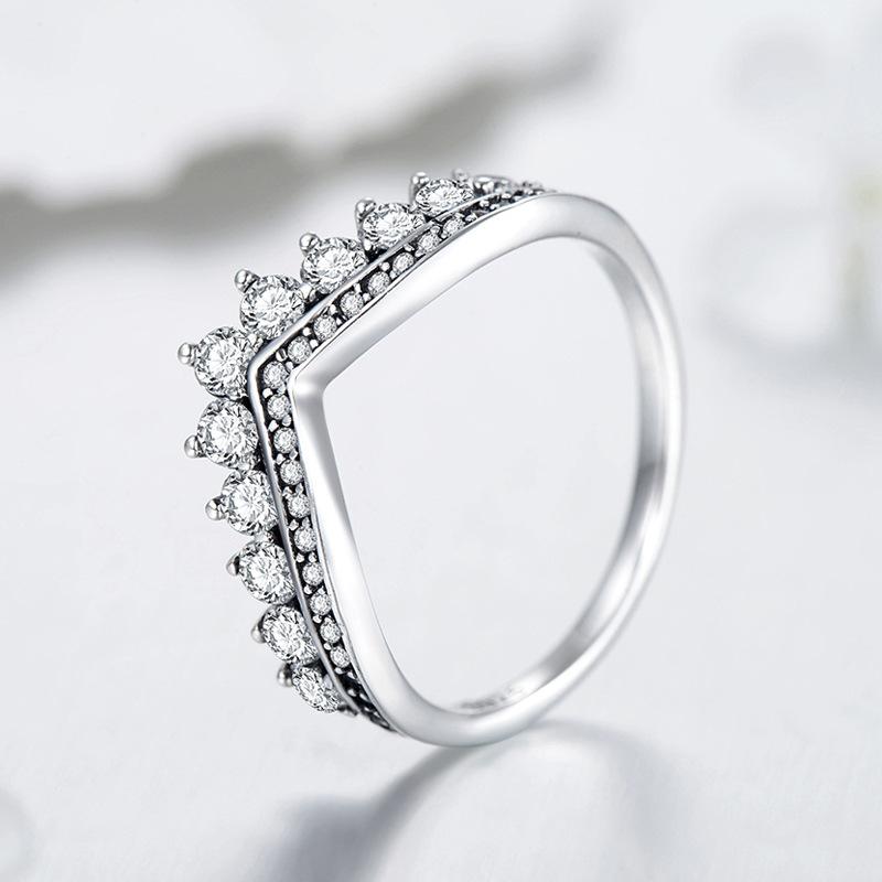 Tancise Classic 925 Sterling Silver Cyrkon Ring Ladies Biżuteria Obietnica ślubna Prezent