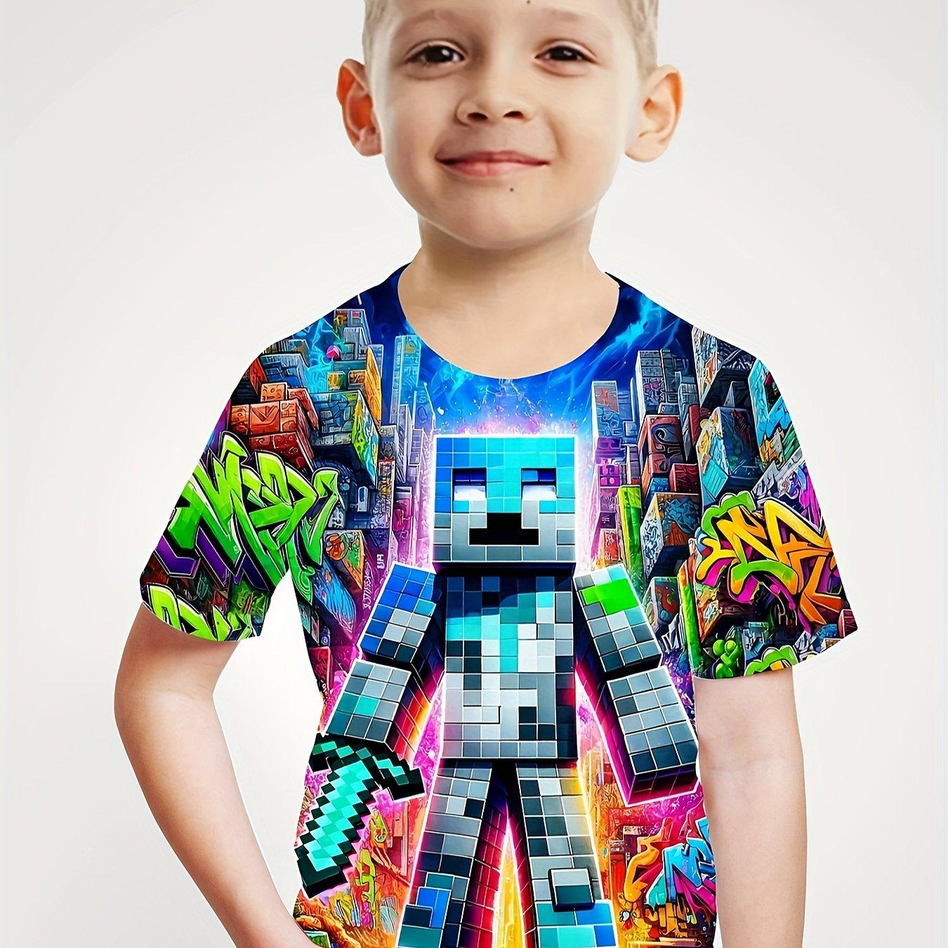 

Детская одежда Футболка для мальчиков с коротким рукавом Детская футболка с креативным принтом Забавная детская летняя одежда Одежда для девочек Топы с круглым вырезом 150