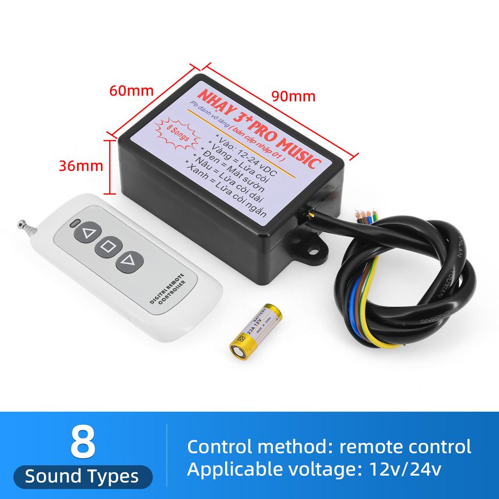 8 Sounds Musical Electronic Horn Controller 3+ Pro Music Rapid Horn Relay 12-24V 8Tones 12 Tones Horn for All Car Motor Truck