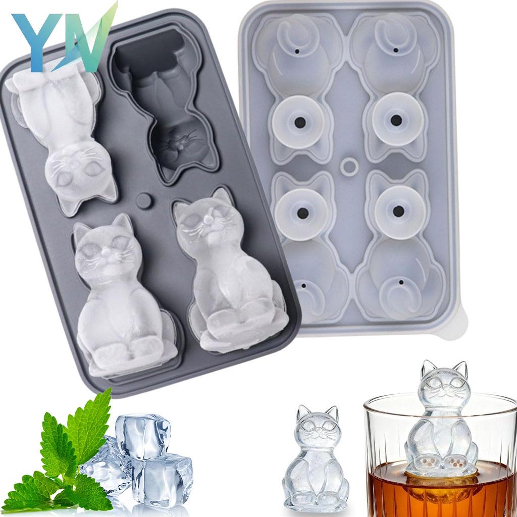 1/3/5PCS Cat Shape Silicone Ice Cube Tray Animal Ice Mold Kitten Ice Maker for Flexible Ice Tray for Whiskey Cocktail Water