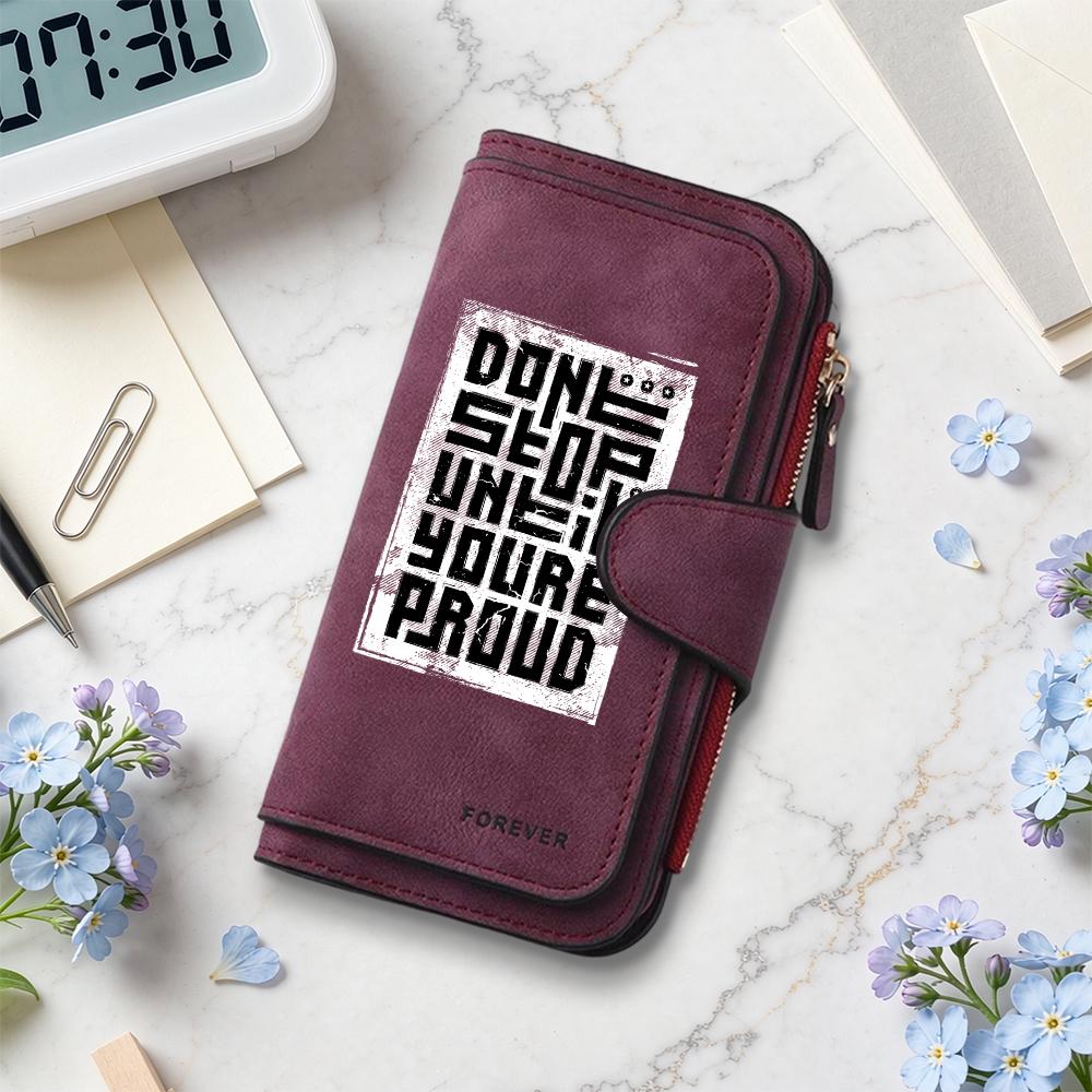 Vintage Long Wallet for Women Men Fashion Letter Print Multi Card Slot Coin Purse
