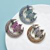Vintage Mond Eule Brosche für Damen Strass Tier Party Korsagen Nadeln Geschenk