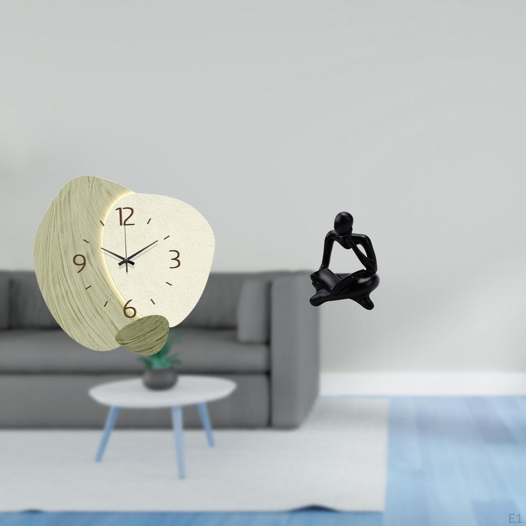 Silent Abstract Wall Clock Thinker Statue Decor for Kitchen Office Room Shelf Tabletop Bookshelf