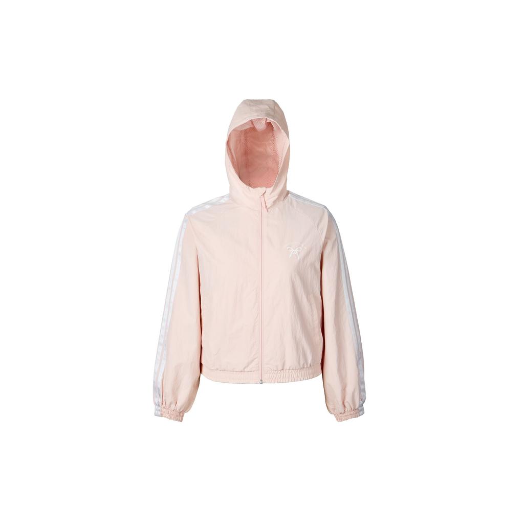 adidas Women's Pink Bow Water-Repellent Breathable Hooded Jacket JY7592