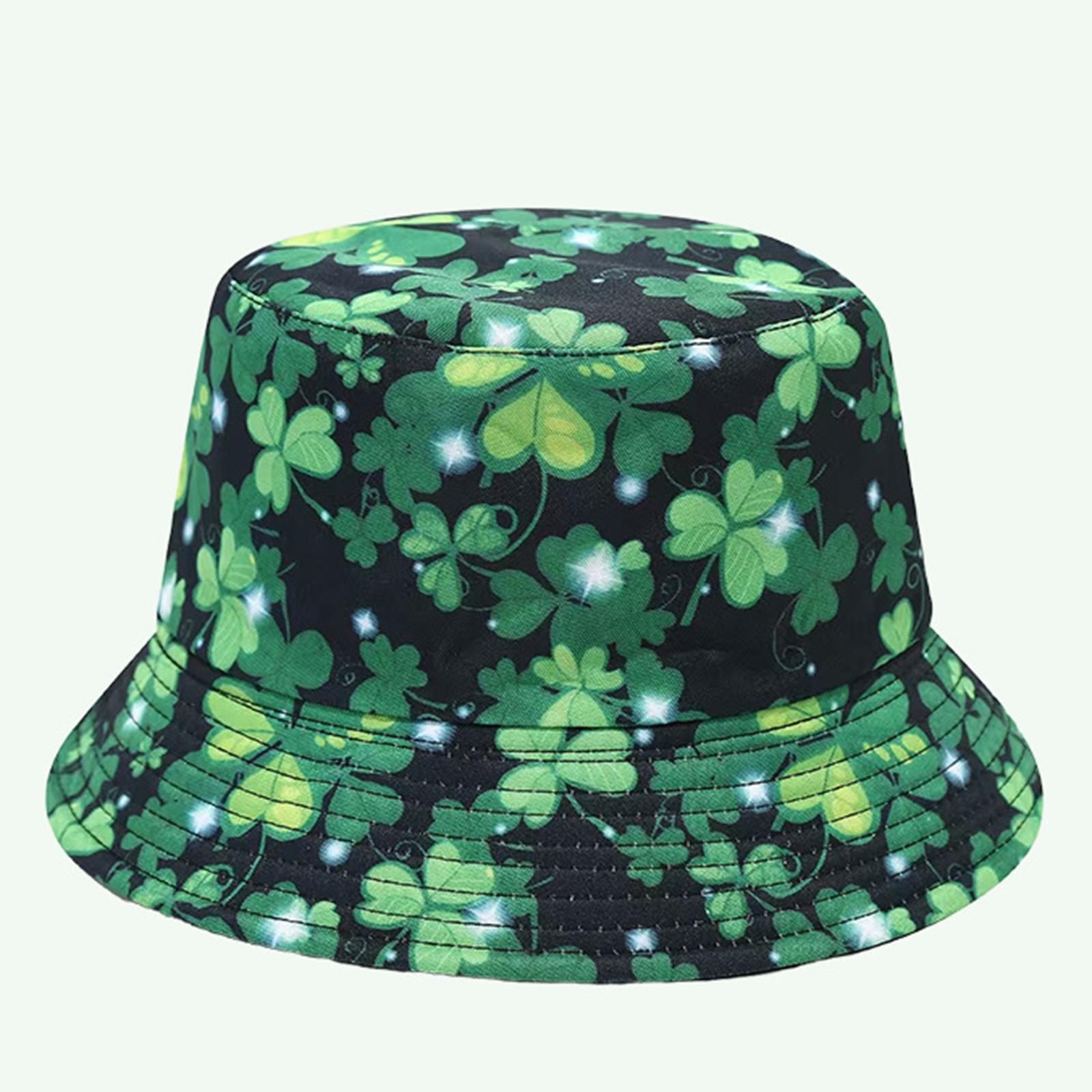 

Men s And Women s St. Patrick s Day Fisherman Hat Big Head Circumference Double-sided Basin Hat Outdoor Hat One Size