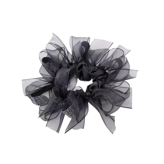 Women Hair Band Organza Bow Hair Rope Sparkling Rhinestones Decor Ponytail Holder Hair Styling Tool Hair Accessories