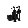 Pointed Toe Shallow Platform Women Sandals Sexy Shiny Patent Leather Ankle Strap High Heels 2025 High Quality Black/pink Pumps