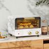 Small Toaster Oven, 12L Multifunction Mini Countertop Oven with Glass Door, Adjustable Temperature and Timer, White