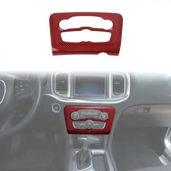 Red Carbon Fiber Air Conditioner Switch Panel Trim for 2015+ Dodge Charger Parts